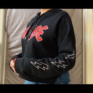 Black cropped oversized hoodie